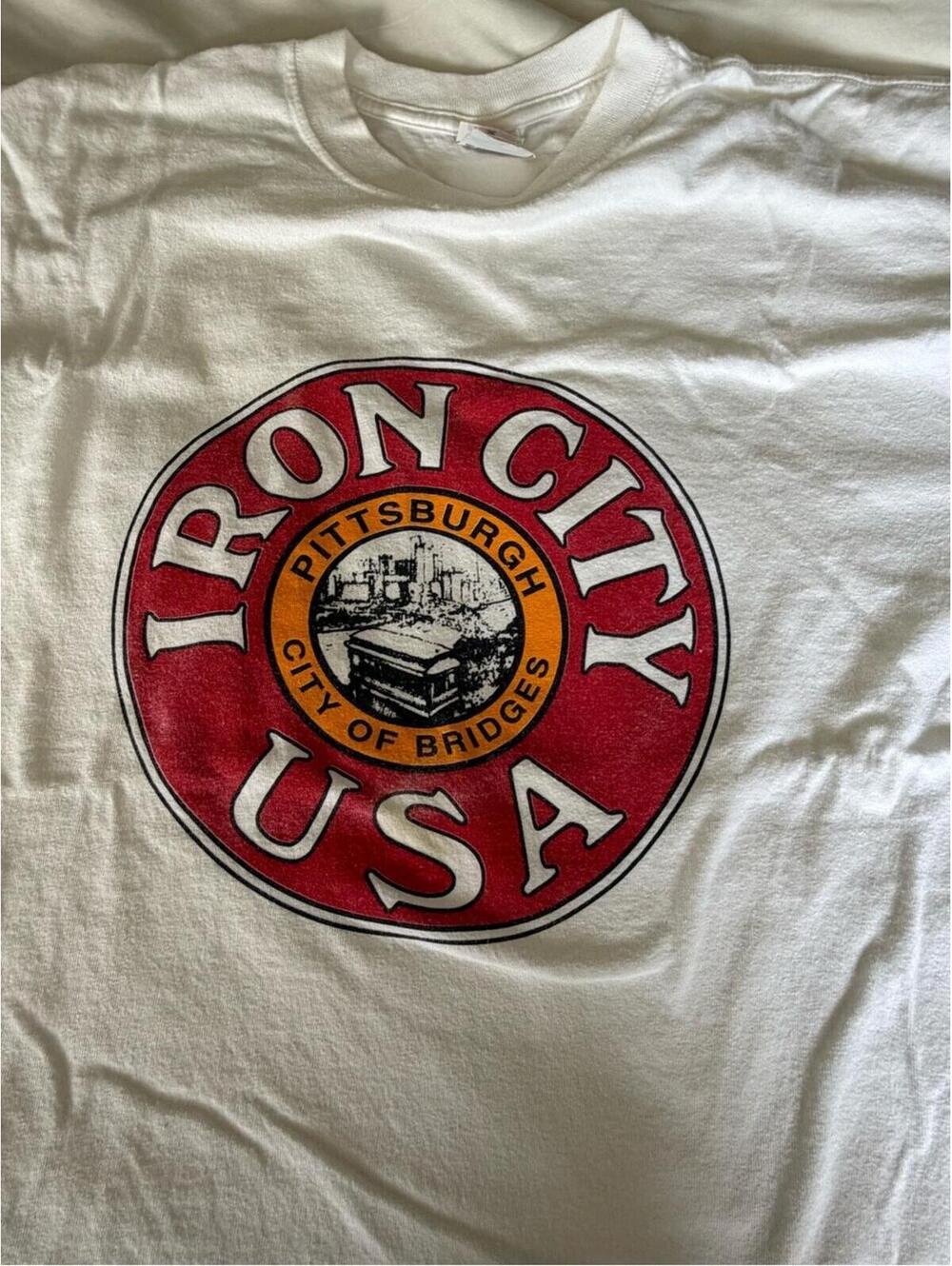 Pittsburgh Iron City Short Sleeve Tee with Red & Gold Graphic
